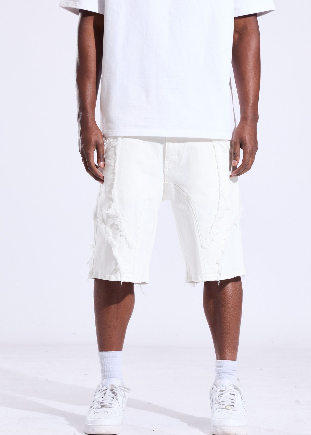 Crysp Denim - Rigged Shorts - White — front view
