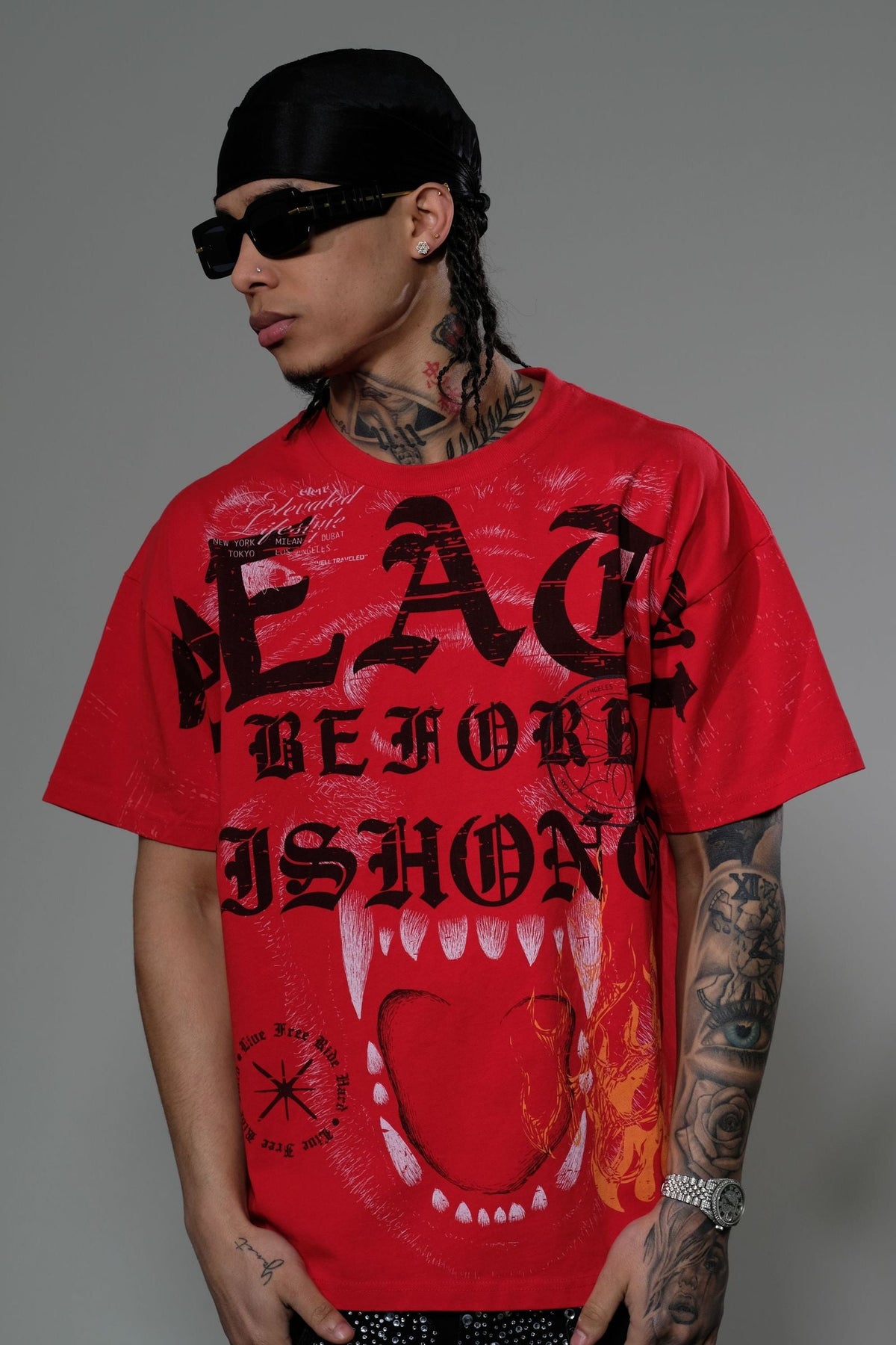 Eleve - Death Before Dishonor T-shirt - Red — front view