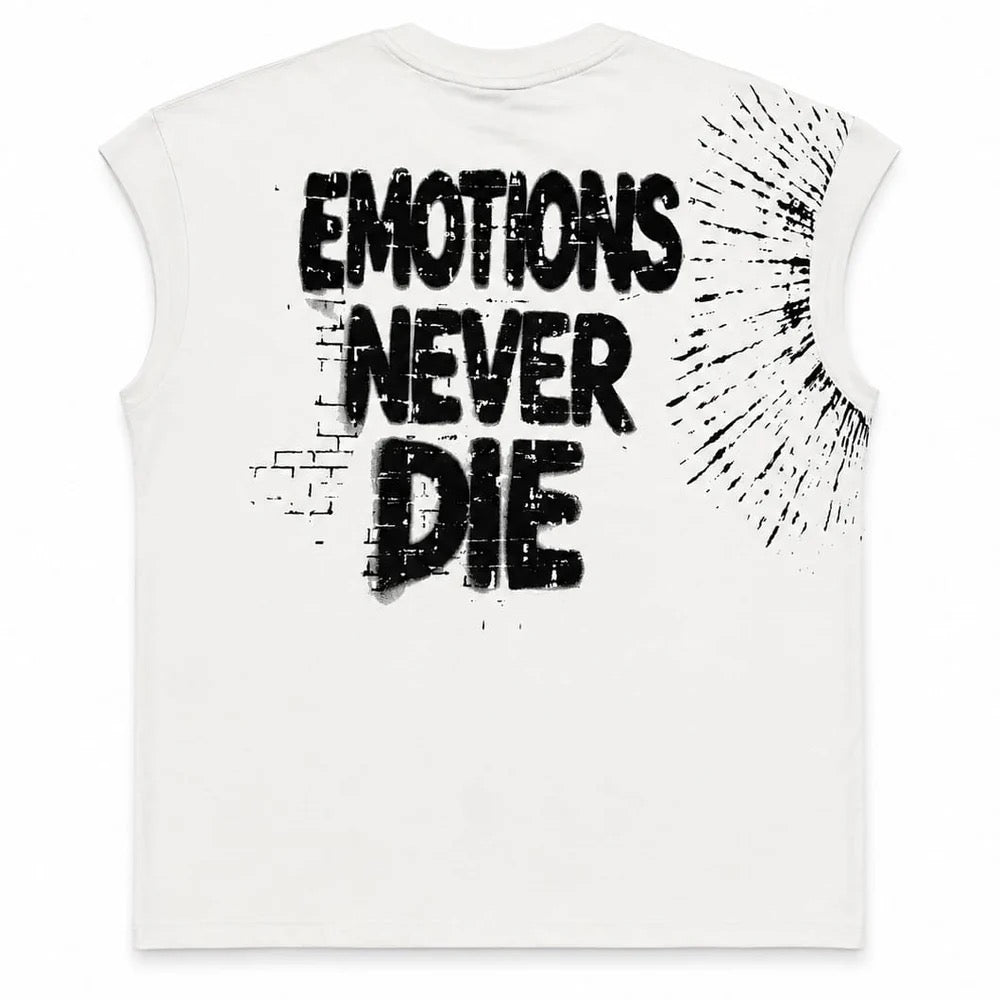 Mixed Emotion Emotion Denied Sleeveless - White — front view