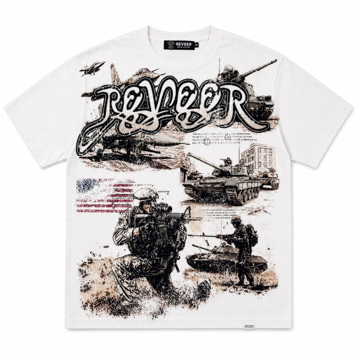 REVEER - 'frontline' Tee - White — front view