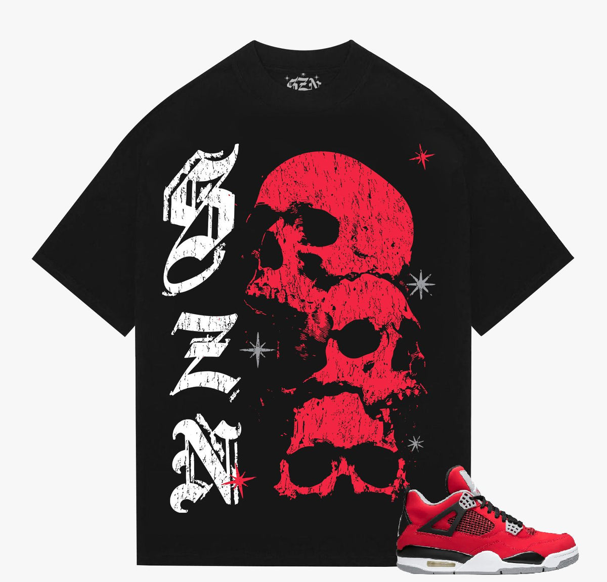 SZN - Stacked Skulls - Black — front view