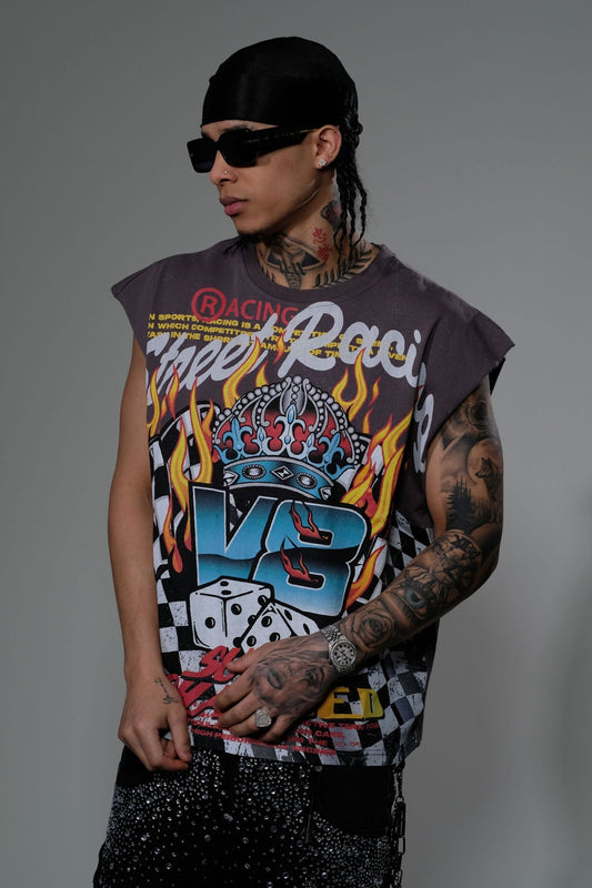 Eleve - Super Charged Sleeveess T-shirt - Charcoal — front view