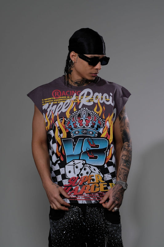 Eleve - Super Charged Sleeveess T-shirt - Charcoal — front view