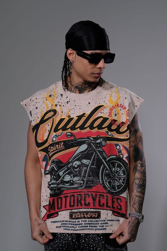 Eleve - Outlaw Spirit Sleeveless Tee - Tan — front view