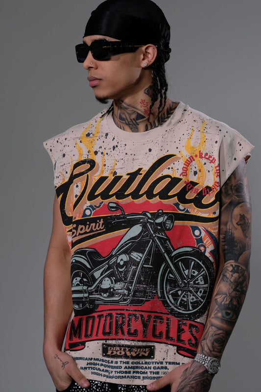 Eleve - Outlaw Spirit Sleeveless Tee - Tan — front view