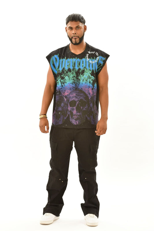Eleve - Overcome Sleeveless Tee - Blue/black — front view