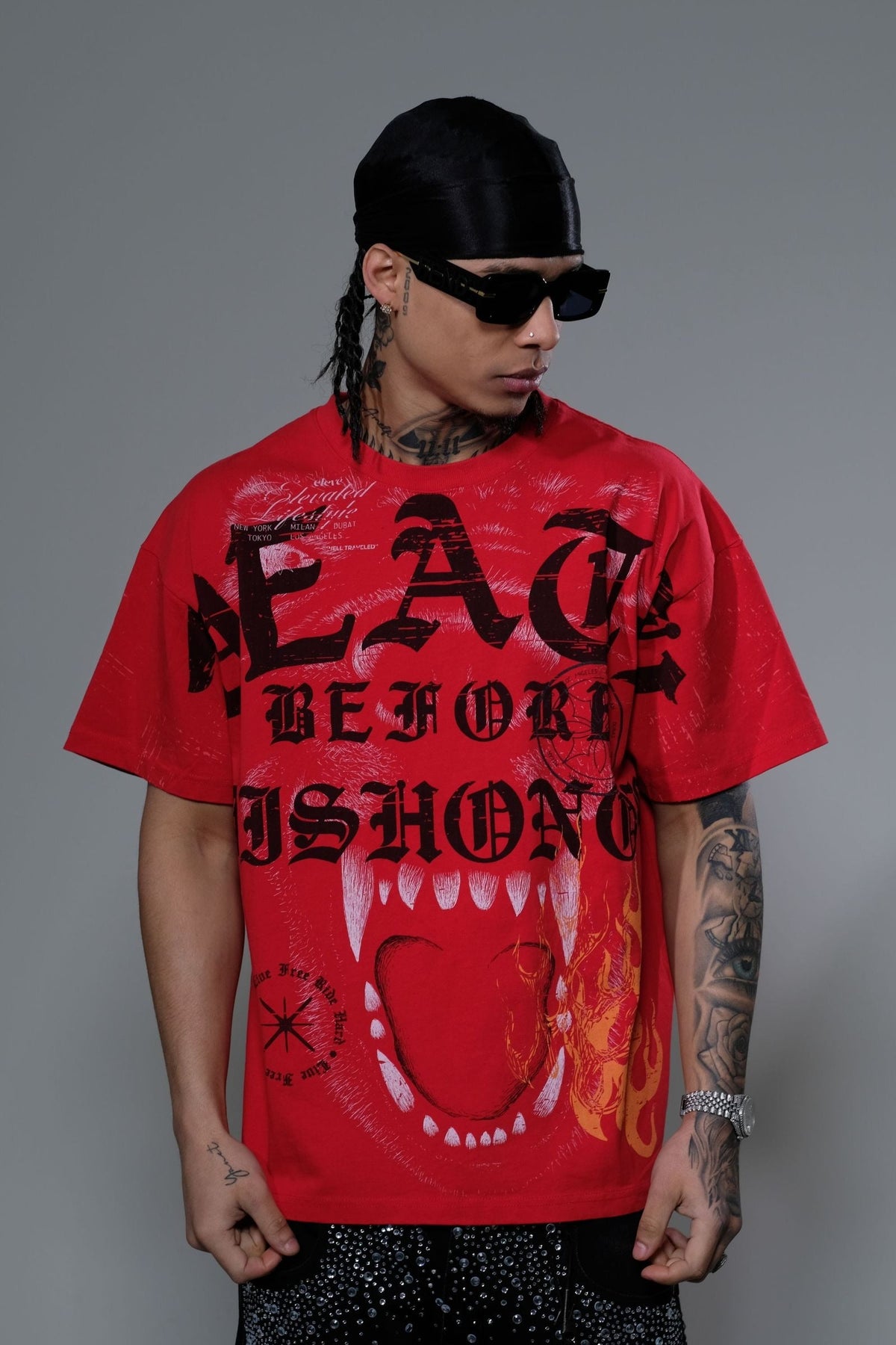 Eleve - Death Before Dishonor T-shirt - Red — front view