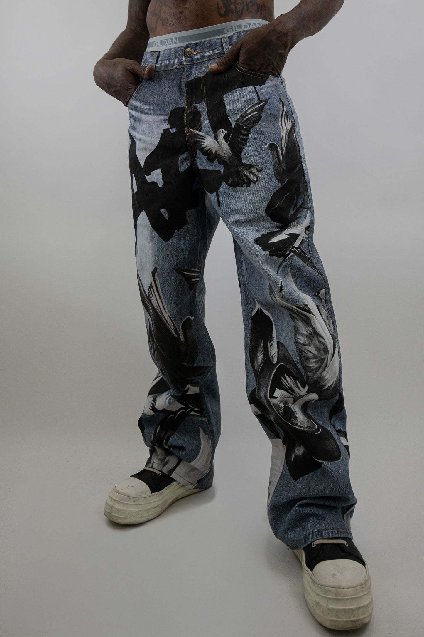 Armor Jeans - Digital Print Baggy Jeans - LT Blue — front view