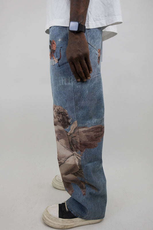 Armor Jeans - Digital Print Baggy Jeans - LT Blue — front view