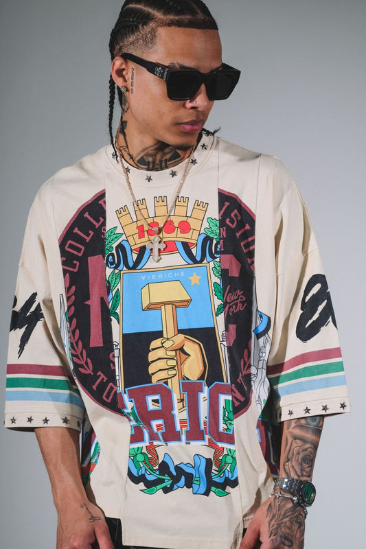 Vie Riche - Mashup College Team Jersey - Cream — front view