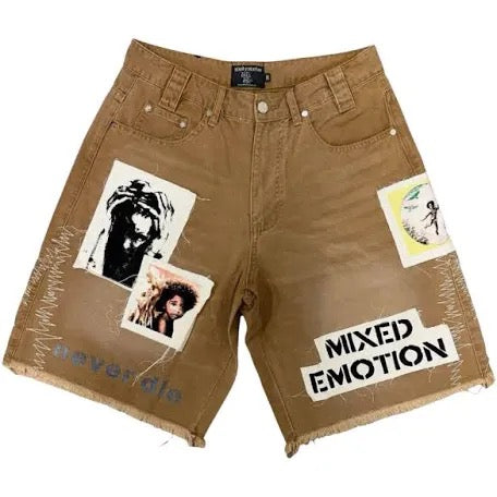 Mixed Emotion Chaos Carpenter Shorts - Khaki — front view