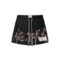 Ryoko Rain Cherry Blossom Mesh Shorts - Black front view