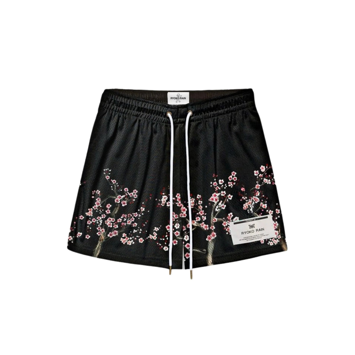 Ryoko Rain Cherry Blossom Mesh Shorts - Black front view