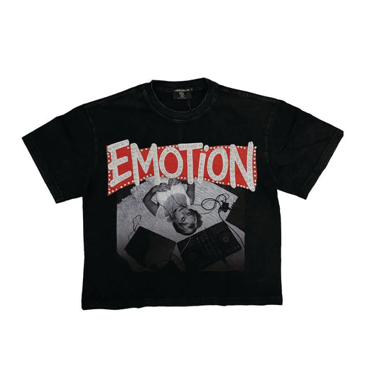 Mixed Emotion Emotion Rhinestone Tee - Black — front view