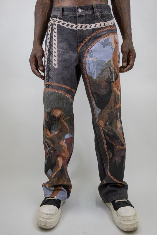 Armor Jeans - Digital Print Baggy Jeans - Black — front view