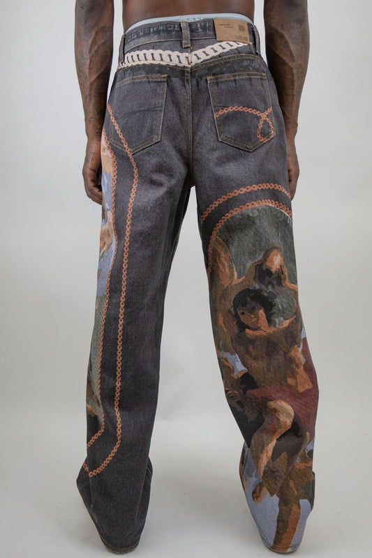 Armor Jeans - Digital Print Baggy Jeans - Black — front view