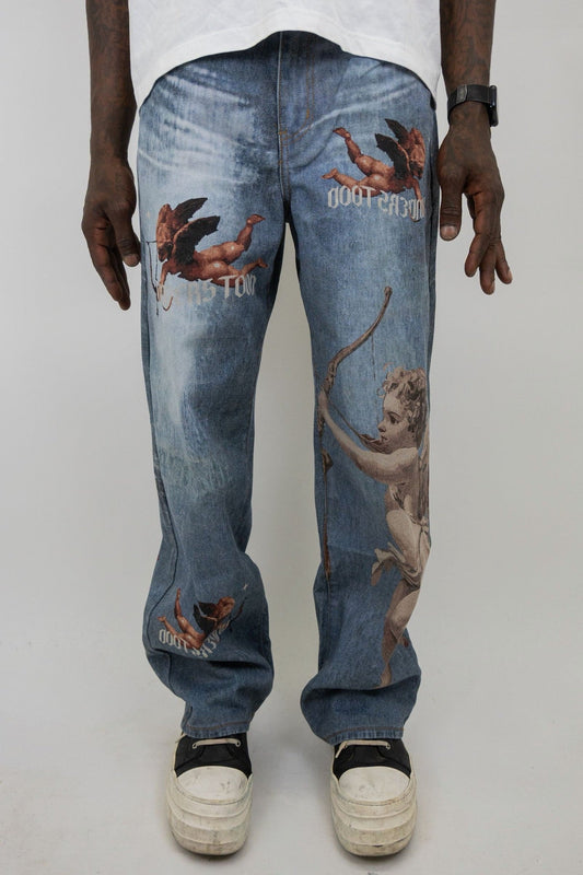 Armor Jeans - Digital Print Baggy Jeans - LT Blue — front view