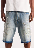 Embellish - Crystal Web Jorts - Blue — front view