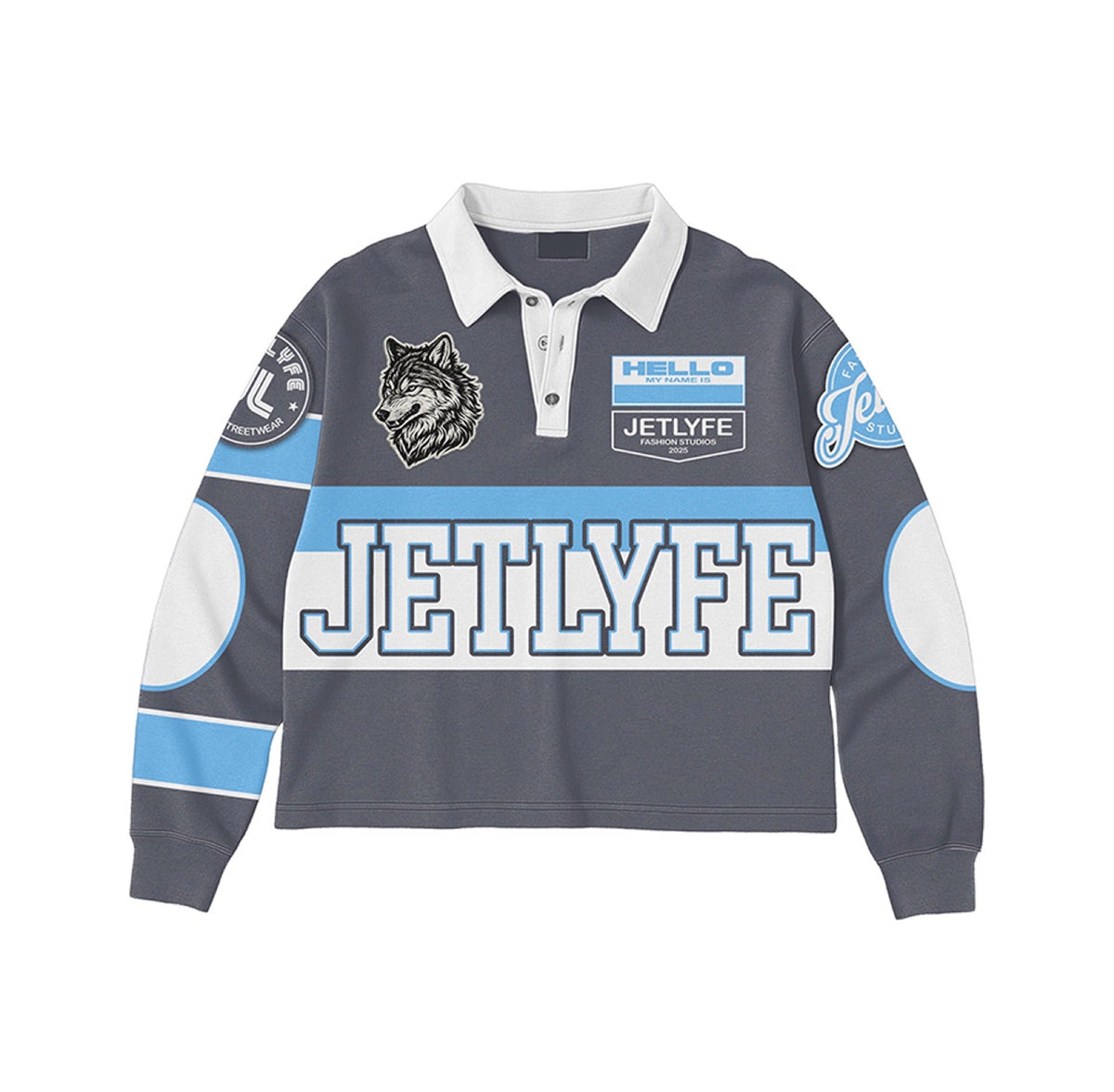 JetLyfe - Cool Grey Wolf Rugby — front view