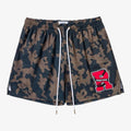 Ryoko Rain Varsity Camo Mesh Shorts — front view
